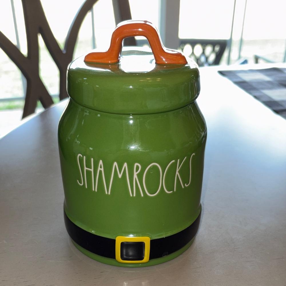 Rae Dunn Shamrocks Canister